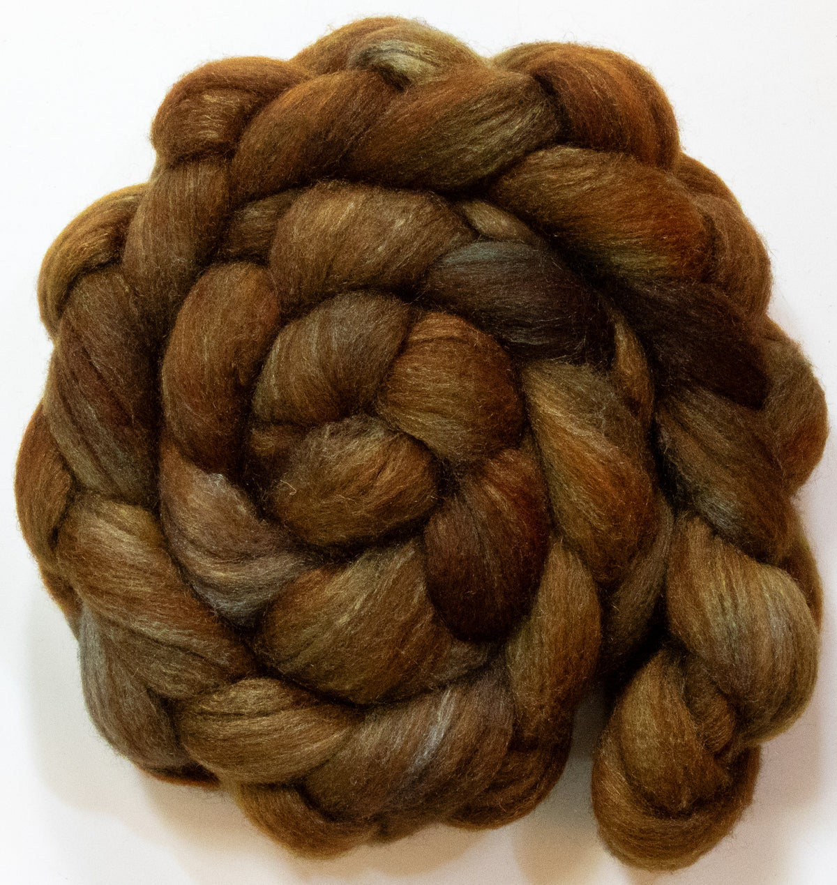 Bronze (5.8 oz) - Batt in a Braid #69 - Manx Loaghtan/ Polwarth / tussah silk /nylon (30/30/30/10)