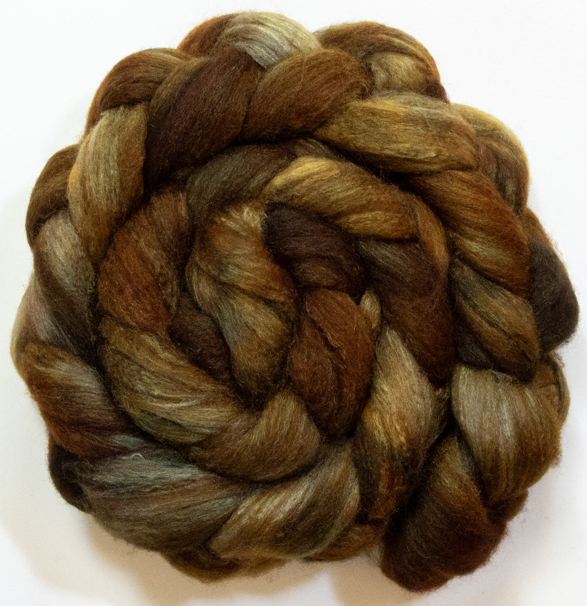 Bronze (5.8 oz) - Batt in a Braid #69 - Manx Loaghtan/ Polwarth / tussah silk /nylon (30/30/30/10)