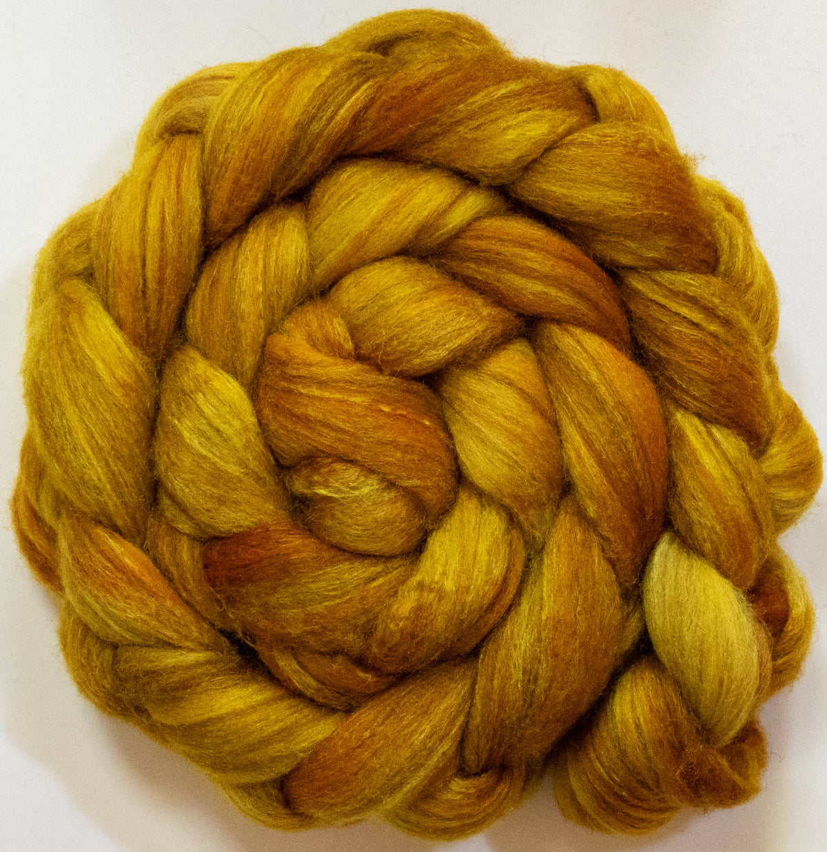 Goldenrod (5.9 oz) - Batt in a Braid #69 - Manx Loaghtan/ Polwarth / tussah silk /nylon (30/30/30/10)