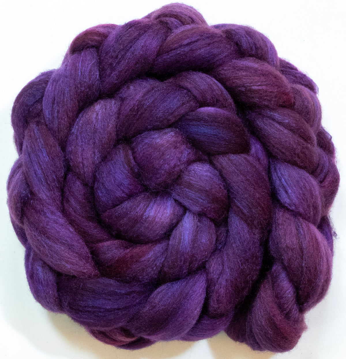 Grape (5.8 oz) - Batt in a Braid #69 - Manx Loaghtan/ Polwarth / tussah silk /nylon (30/30/30/10)