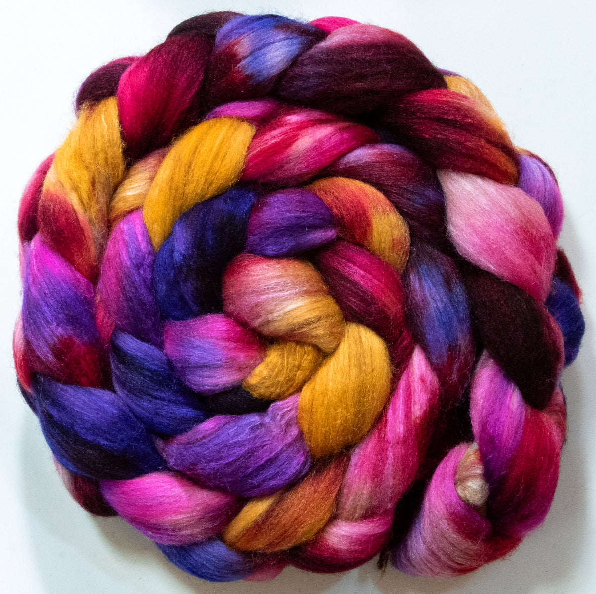 Da Vinci (5.9 oz) - Batt in a Braid #69 - Manx Loaghtan/ Polwarth / tussah silk /nylon (30/30/30/10)