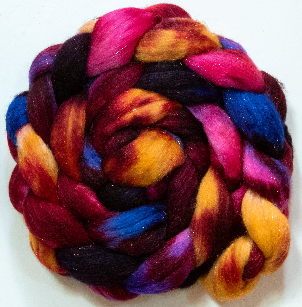 Da Vinci (5.7 oz) - Batt in a Braid #67 - Polwarth/Baby Camel/Tussah Silk/Gold Stellina (40/25/25/10)