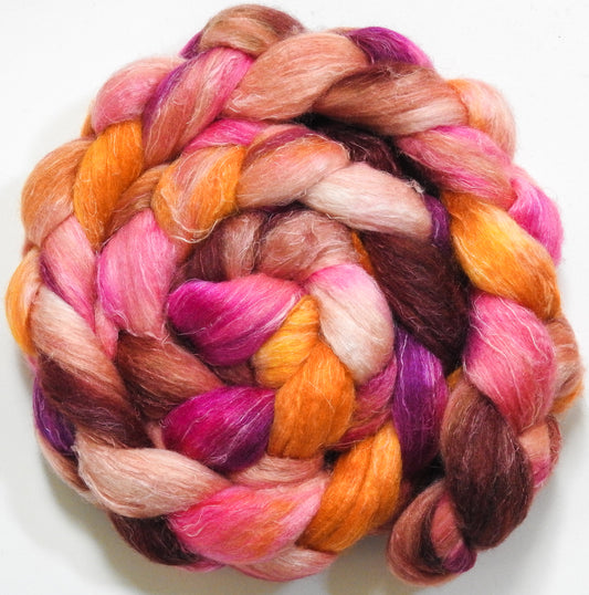 Pink Cadillac (5.7 oz) - Batt in a Braid #29 - Rambouillet / Tussah / Flax (40/40/20)