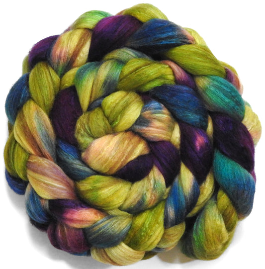 Long Story Short (5.8 oz) - Batt in a Braid #7 - Polwarth/ Manx / Mulberry silk/ Firestar (30/30/30/10)