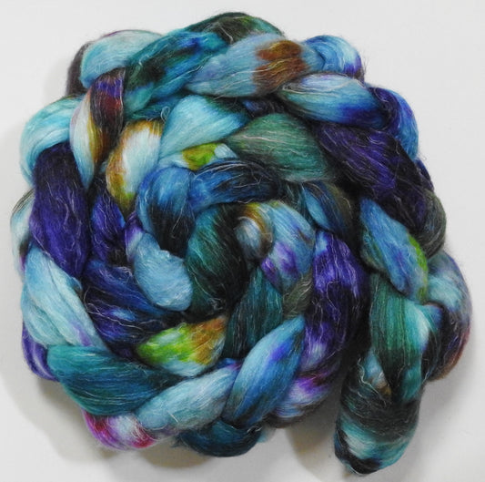 Birds of a Feather (5.7 oz) - Batt in a Braid #29 - Rambouillet / Tussah / Flax (40/40/20)