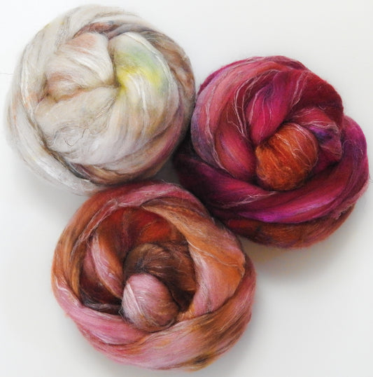 Tickled Pink (5.6 oz) - Gradient set - Merino/ Flax/Tussah silk (50/25/25)