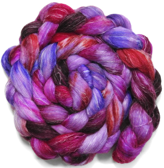 Sweet William (5.8 oz) - Batt in a Braid #29 - Rambouillet / Tussah / Flax (40/40/20)