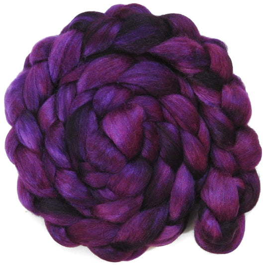Aubergine (5.9 oz) - Batt in a Braid #6 - 1/3 Grey Baby Alpaca/1/3 Polwarth/ 1/3 Tussah Silk