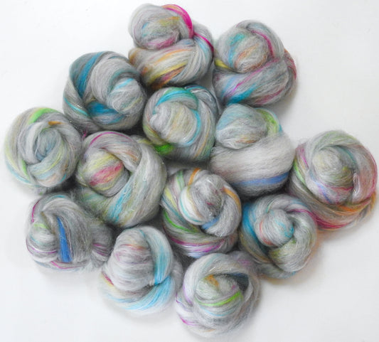 Gazing Ball - smooth Sticklebatts - Grey Romney fleece, Rambouillet, merino, ALPACA, Masham, silk, (angelina in sparkle variety)