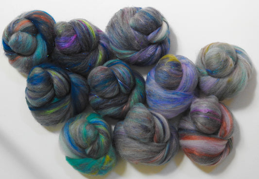 Moonrise -Sparkle Sticklebatts - CVM/Rambou/BorLeic/Cots fleece, merino, alpaca,  silk, sari silk , angelina