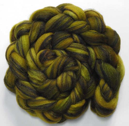 Marshwiggle (5.6 oz) - Batt in a Braid #68 - Lt. Grey Shetland/ Falkland Merino / Black tussah silk (45/30/25)