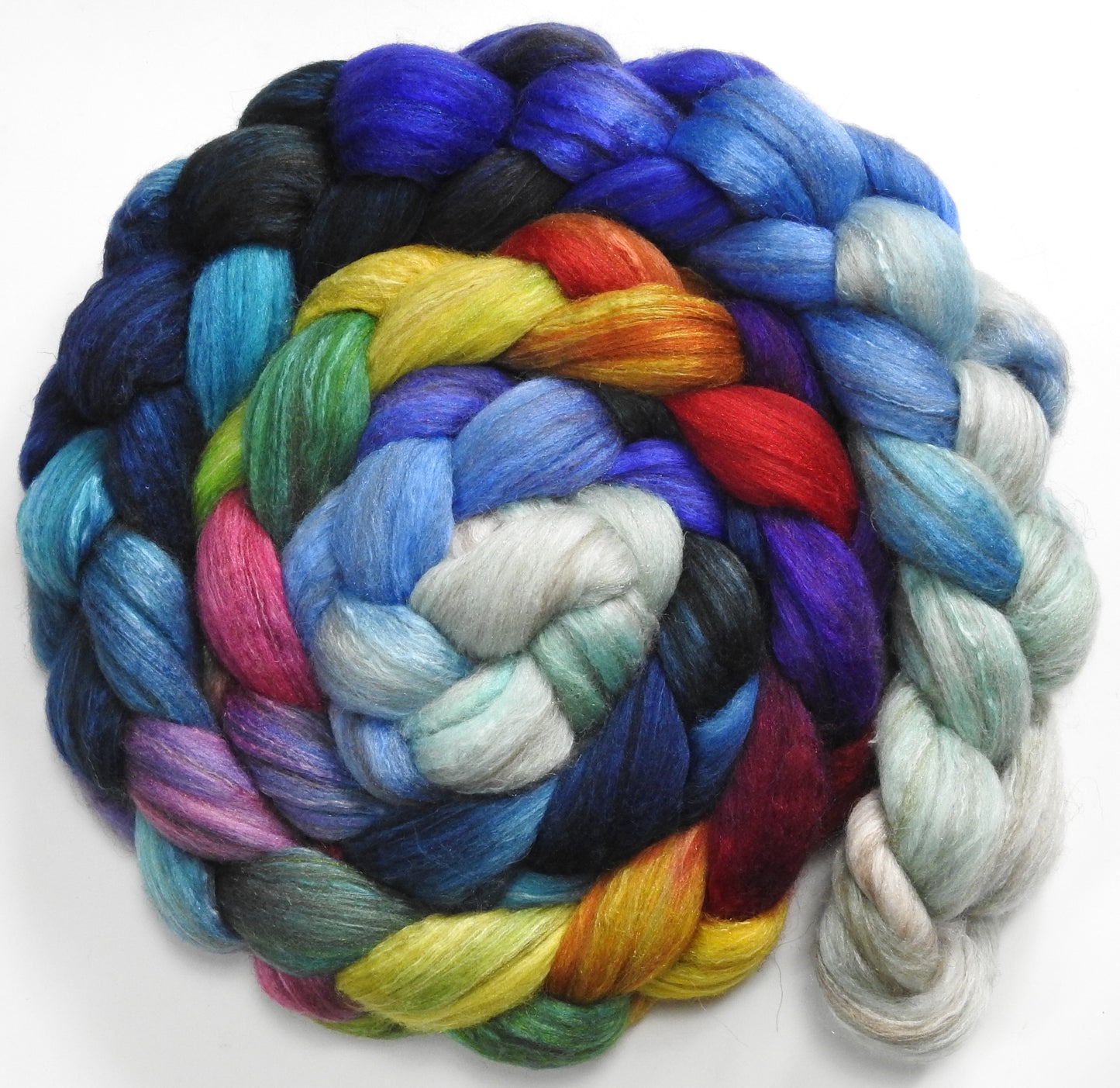 Twinkle Lights (5.5 oz) - Batt in a Braid #7 - Polwarth/ Manx / Mulberry silk/ Firestar (30/30/30/10)