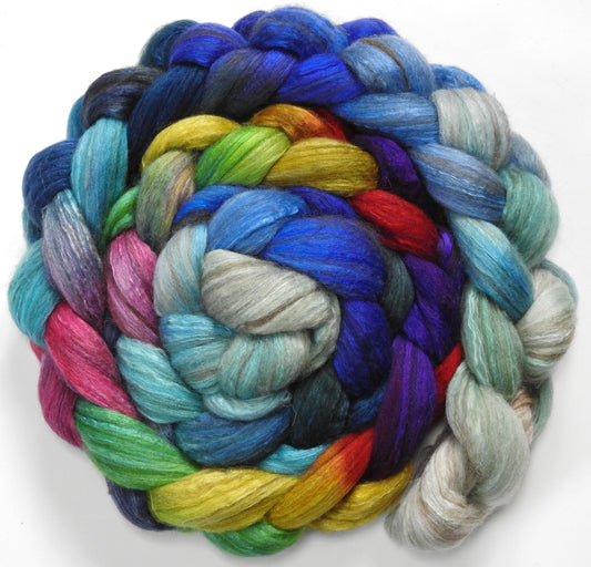 Twinkle Lights (5.5 oz) - Batt in a Braid #7 - Polwarth/ Manx / Mulberry silk/ Firestar (30/30/30/10)