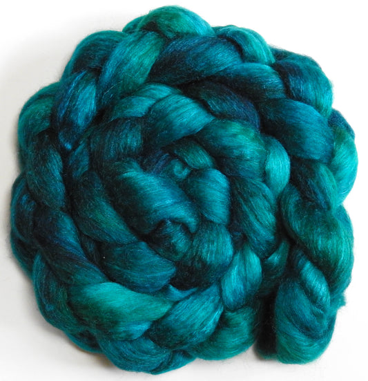 Fairy Pools (5.8 oz) -Batt in a Braid #10- Superfine Merino/ Silk/Kid Mohair /Corriedale(25/25/25/25)