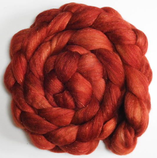 Bittersweet (5.7 oz.) - Batt in a Braid #41 - Llama / Merino ( 18 mic.)/ Mulberry silk/ Stellina (40/30/25/5)