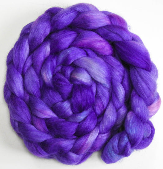 Passion Flower (5.7 oz) - Batt in a Braid #52- Wensleydale/ Mulberry silk/ Polwarth (60/25/15)