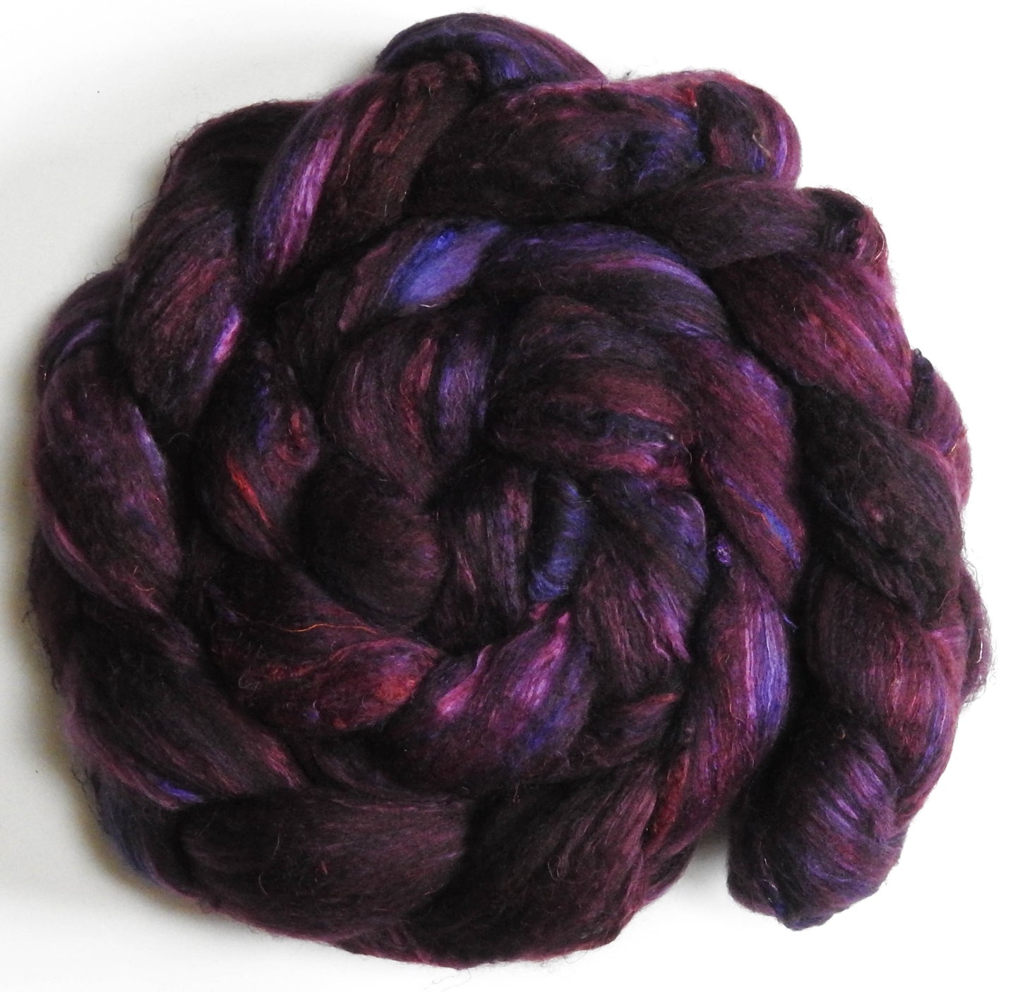 Malbec - Batt in a Braid #39 - Merino/ Mulberry Silk / Sari Silk (50/25/25)