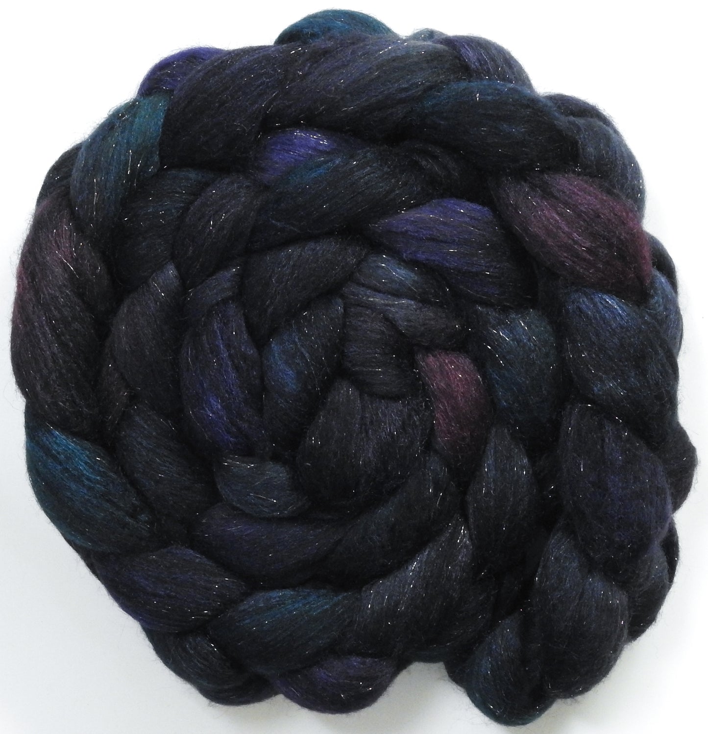 Witch-King (5.7 oz) - Batt in a Braid #67 - Polwarth/Baby Camel/Tussah Silk/ Gold Stellina (40/25/25/10)