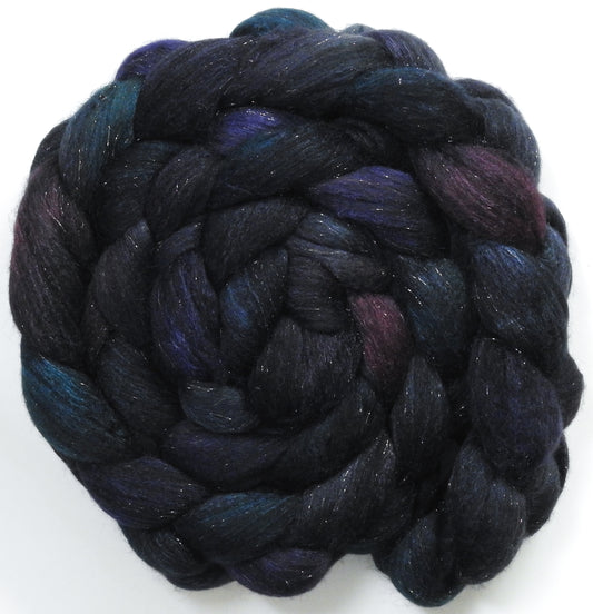 Witch-King (5.7 oz) - Batt in a Braid #67 - Polwarth/Baby Camel/Tussah Silk/ Gold Stellina (40/25/25/10)