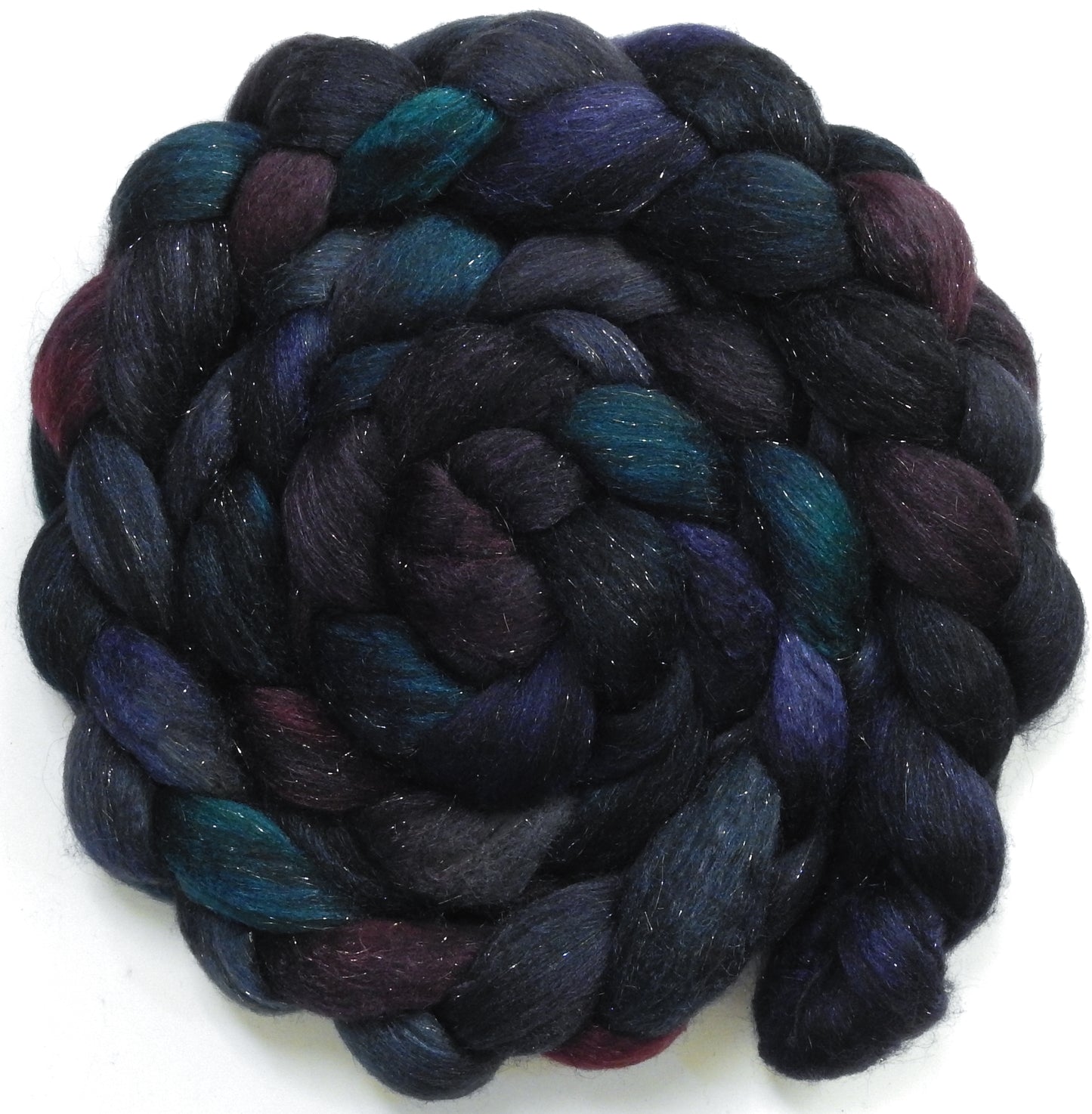Witch-King (5.7 oz) - Batt in a Braid #67 - Polwarth/Baby Camel/Tussah Silk/ Gold Stellina (40/25/25/10)