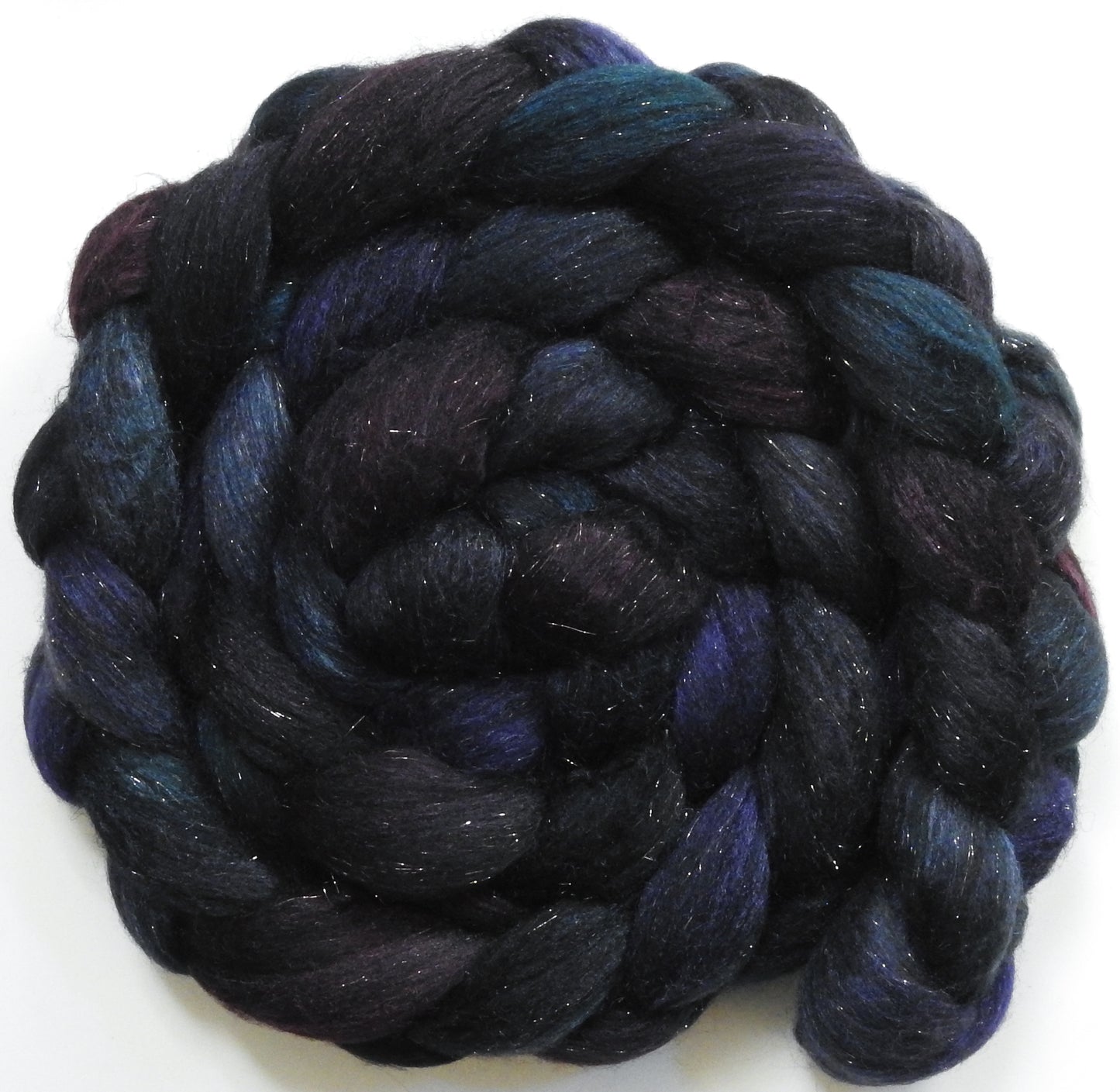 Witch-King (5.7 oz) - Batt in a Braid #67 - Polwarth/Baby Camel/Tussah Silk/ Gold Stellina (40/25/25/10)