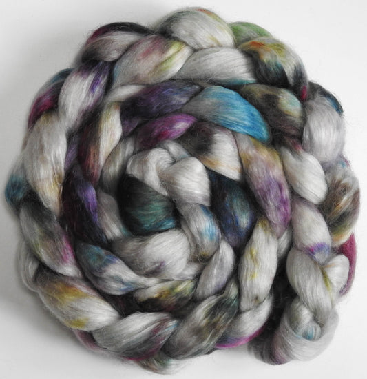 Moonstone (5.9 oz) - Batt in a Braid #52- Wensleydale/ Mulberry silk/ Polwarth (60/25/15)