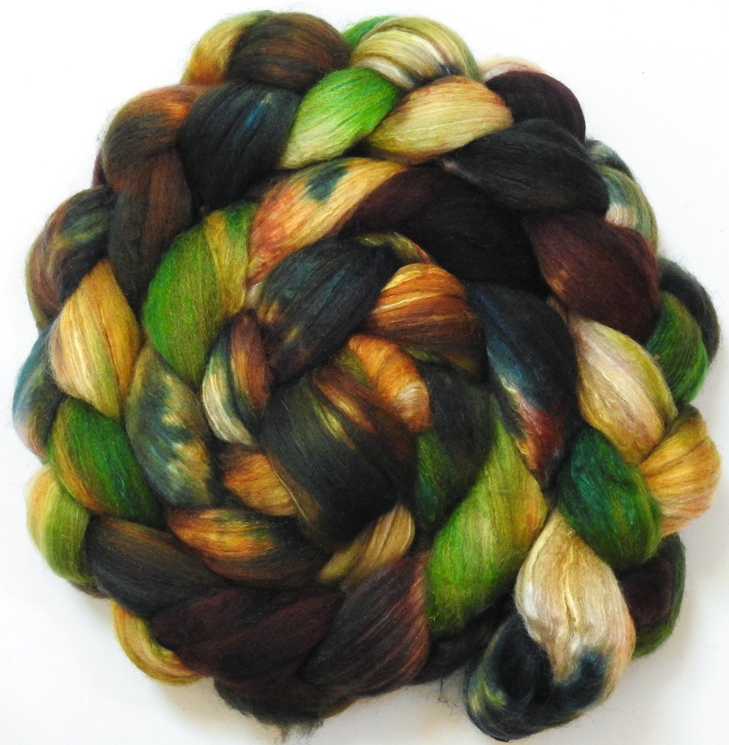 Party Tree (5.7 oz) - Batt in a Braid #7 - Polwarth/ Manx / Mulberry silk/ Firestar (30/30/30/10)