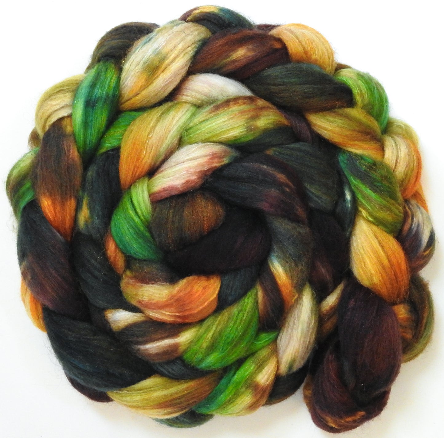 Party Tree (5.7 oz) - Batt in a Braid #7 - Polwarth/ Manx / Mulberry silk/ Firestar (30/30/30/10)