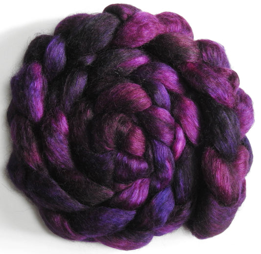 Pokeberry (5.8 oz) - Batt in a Braid #52- Wensleydale/ Mulberry silk/ Polwarth (60/25/15)