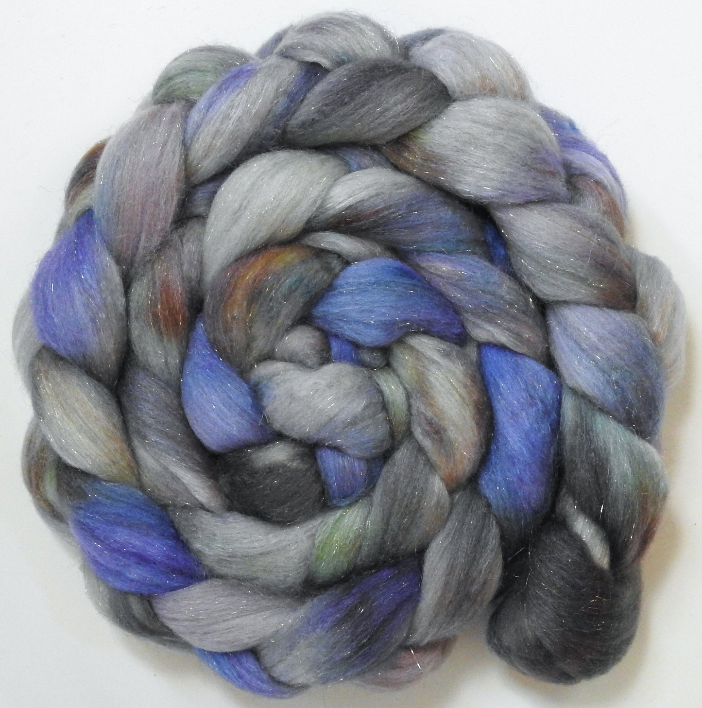 Mirror of Galadriel  (5.6 oz) - Batt in a Braid #67 - Polwarth/Baby Camel/Tussah Silk/ Gold Stellina (40/25/25/10)