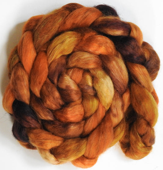Gingersnap (5.8 oz) - Batt in a Braid #52- Wensleydale/ Mulberry silk/ Polwarth (60/25/15)