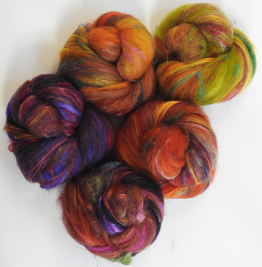 Fall Foliage - Sparkle and NON-Sparkle Sticklebatts -Cormo/Rambo x fleece, yak, merino, hebridean, silk, sari silk (angelina in sparkle ones)