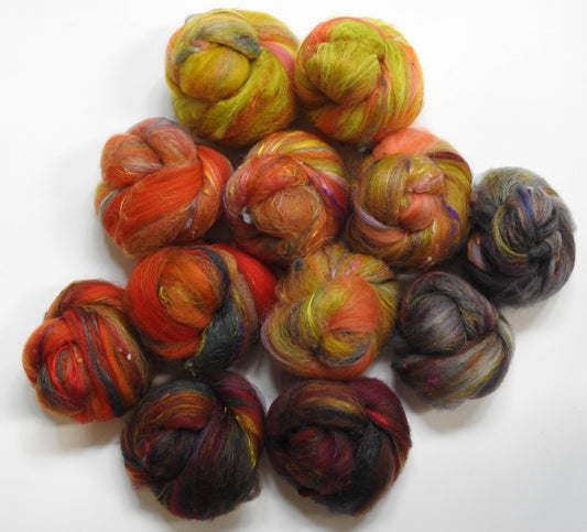 Autumn Cherry Tree (4.2 oz) NON-Sparkle Sticklebatts -Jacob fleece, alpaca, merino, silk, silk noil