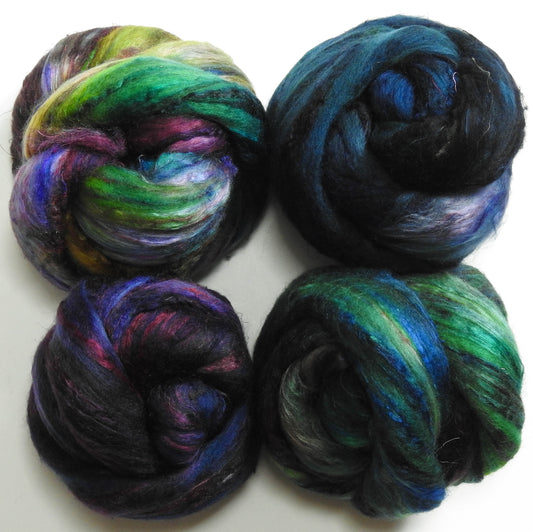 Sweet Basil - Gradient Braid Set -(5.9 oz) - Batt in a Braid #39 - Merino/ Mulberry Silk / Sari Silk (50/25/25)