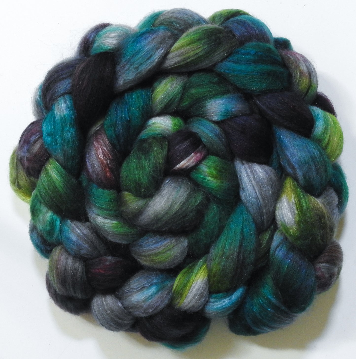 Watcher in the Water (5.7 oz) - Batt in a Braid #7 - Polwarth/ Manx / Mulberry silk/ Firestar (30/30/30/10)