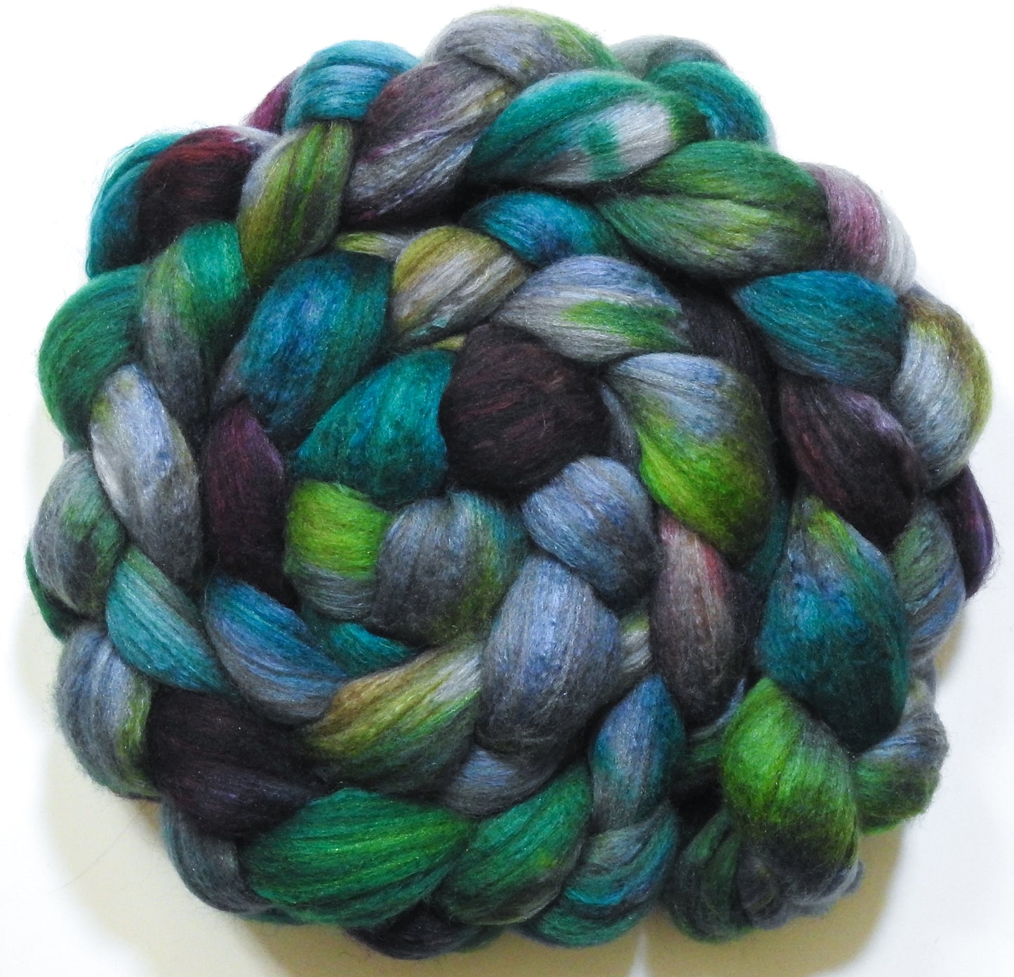 Watcher in the Water (5.7 oz) - Batt in a Braid #7 - Polwarth/ Manx / Mulberry silk/ Firestar (30/30/30/10)