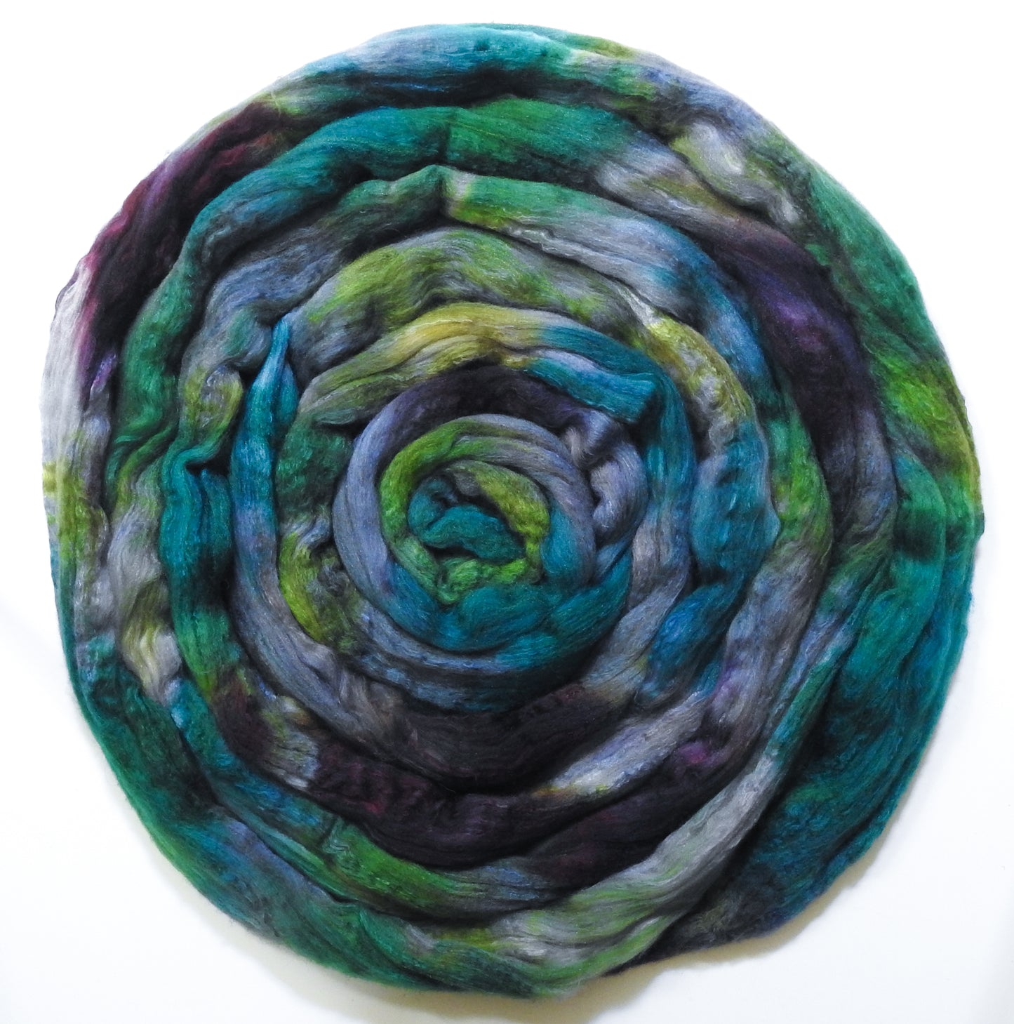Watcher in the Water (5.7 oz) - Batt in a Braid #7 - Polwarth/ Manx / Mulberry silk/ Firestar (30/30/30/10)