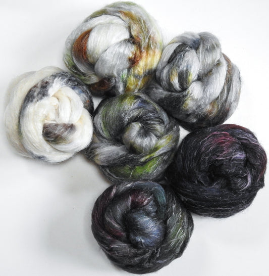 Slothy (8.6 oz) - Gradient Braid Set - Batt in a Braid #29 - Rambouillet / Tussah / Flax (40/40/20)