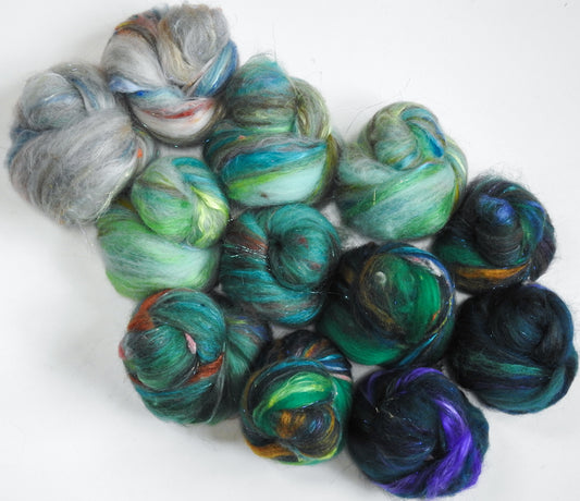 Christmas in the Tropics -Sparkle Sticklebatts -Merino fleece, CAMEL, Hebridean , merino top , silk, silk noil, angelina