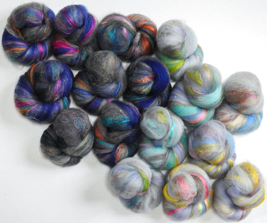 Polar Stratospheric Clouds -Sparkle Sticklebatts -CVM RamboX fleece, merino,polwarth, tweed blend, silk, bamboo, angelina
