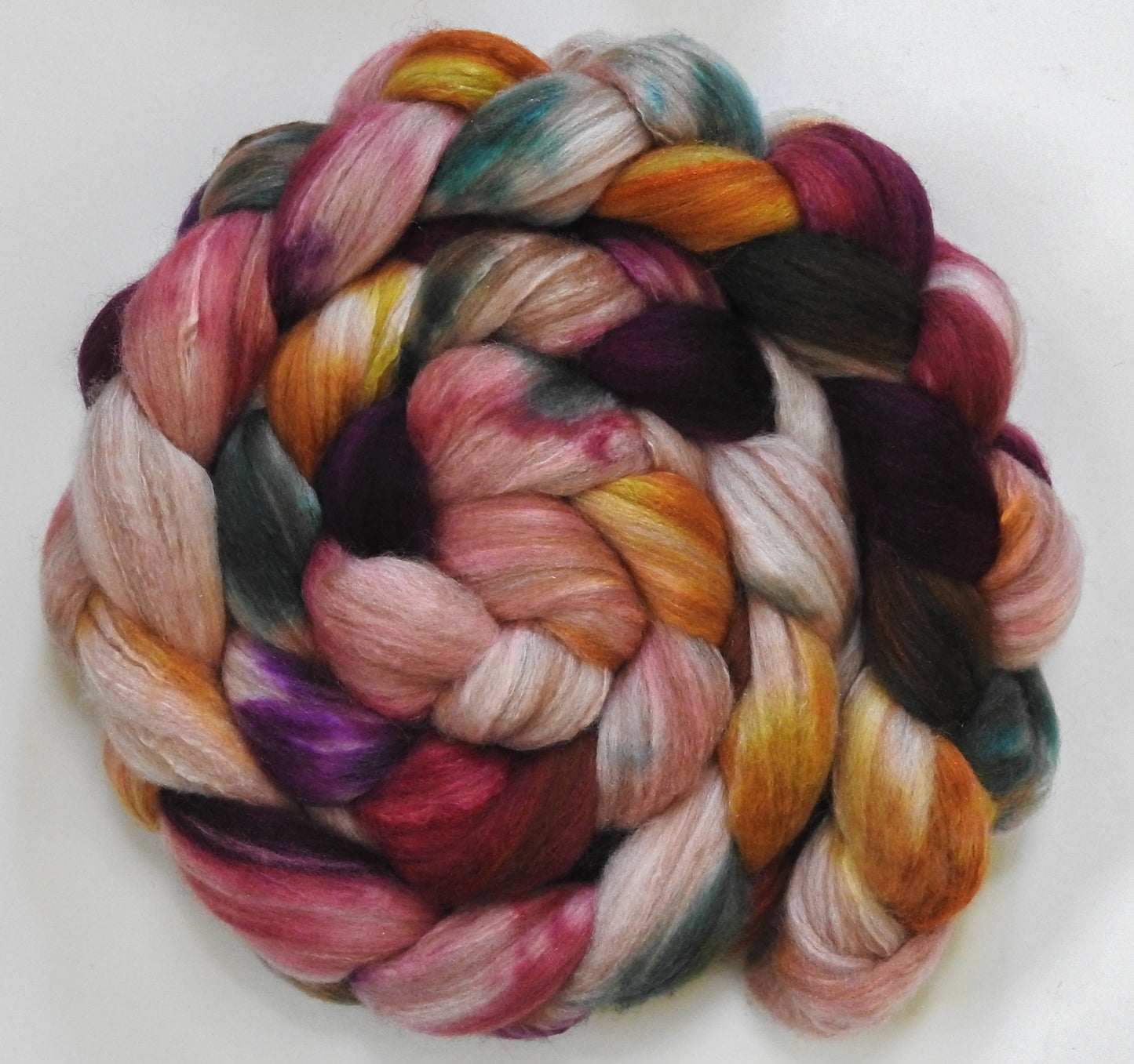 Lobelia Sackville-Baggins (5.7 oz) - Batt in a Braid #7 - Polwarth/ Manx / Mulberry silk/ Firestar (30/30/30/10)