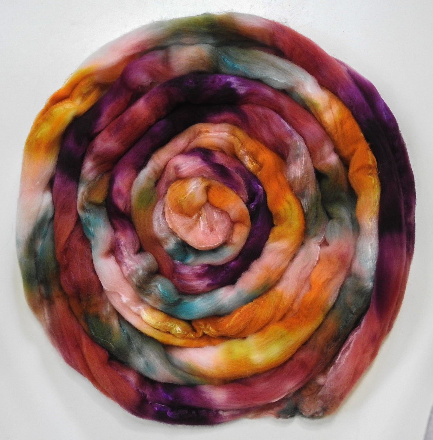 Lobelia Sackville-Baggins (5.7 oz) - Batt in a Braid #7 - Polwarth/ Manx / Mulberry silk/ Firestar (30/30/30/10)