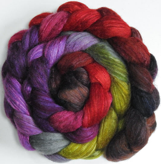 Noel (5.8 oz)-Batt in a Braid #27- Lt. Grey Shetland/ Falkland Merino / tussah silk (50/25/25)