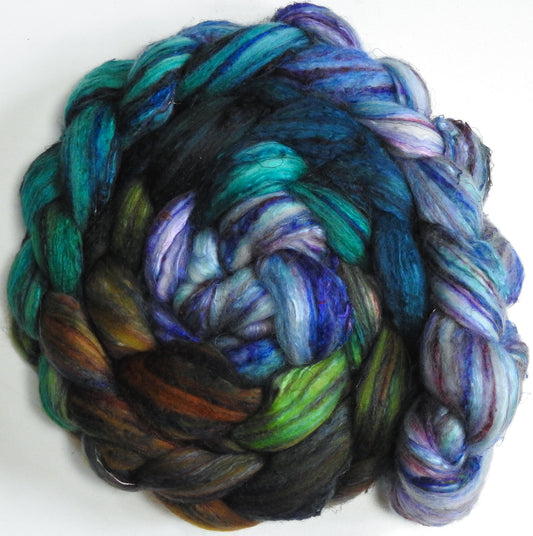 Merpeople (5.7 oz) - Batt in a Braid #39 - Merino/ Mulberry Silk / Sari Silk (50/25/25)