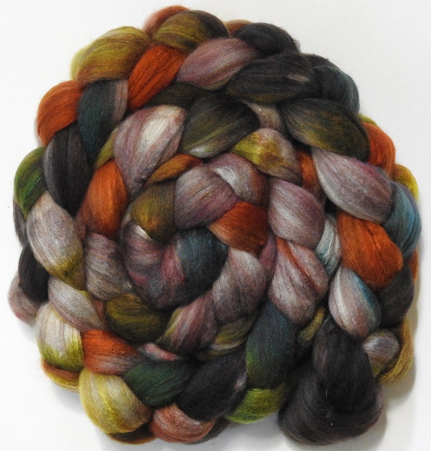 Pipe-weed (5.7 oz) - Batt in a Braid #7 - Polwarth/ Manx / Mulberry silk/ Firestar (30/30/30/10)