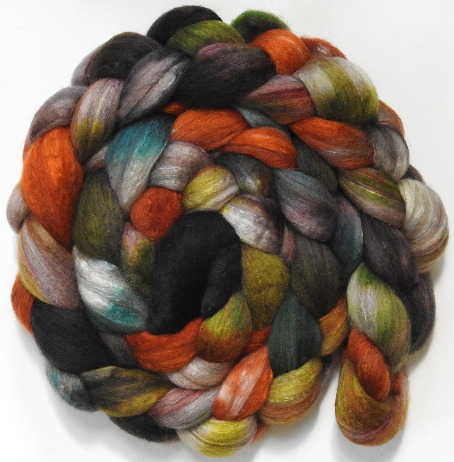 Pipe-weed (5.7 oz) - Batt in a Braid #7 - Polwarth/ Manx / Mulberry silk/ Firestar (30/30/30/10)