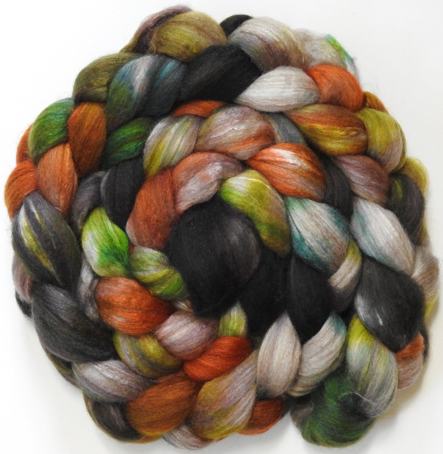 Pipe-weed (5.7 oz) - Batt in a Braid #7 - Polwarth/ Manx / Mulberry silk/ Firestar (30/30/30/10)