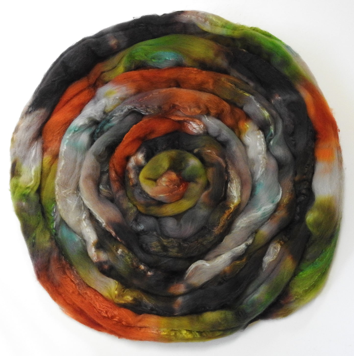 Pipe-weed (5.7 oz) - Batt in a Braid #7 - Polwarth/ Manx / Mulberry silk/ Firestar (30/30/30/10)