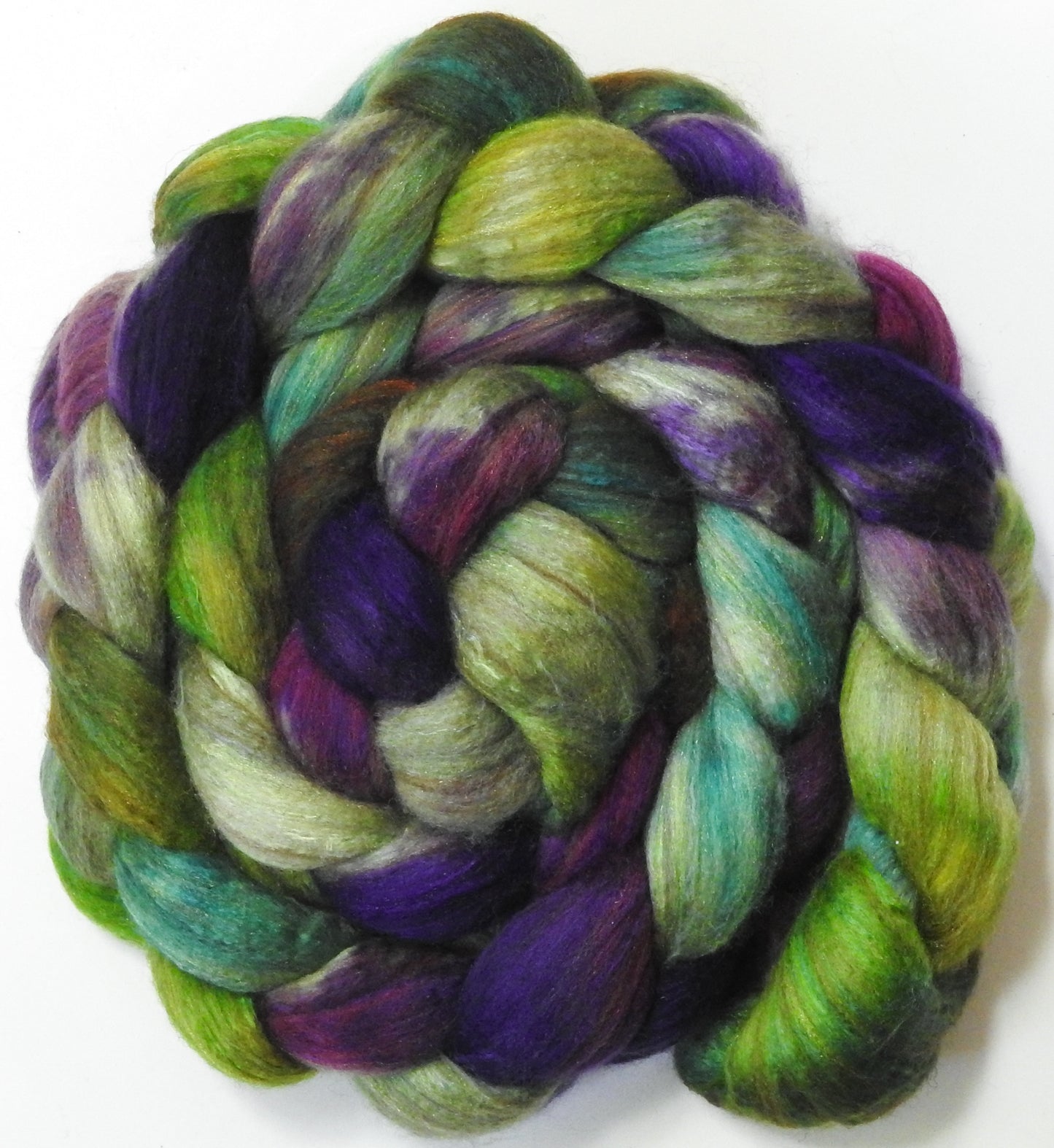 Kingsfoil (5.7 oz) - Batt in a Braid #7 - Polwarth/ Manx / Mulberry silk/ Firestar (30/30/30/10)