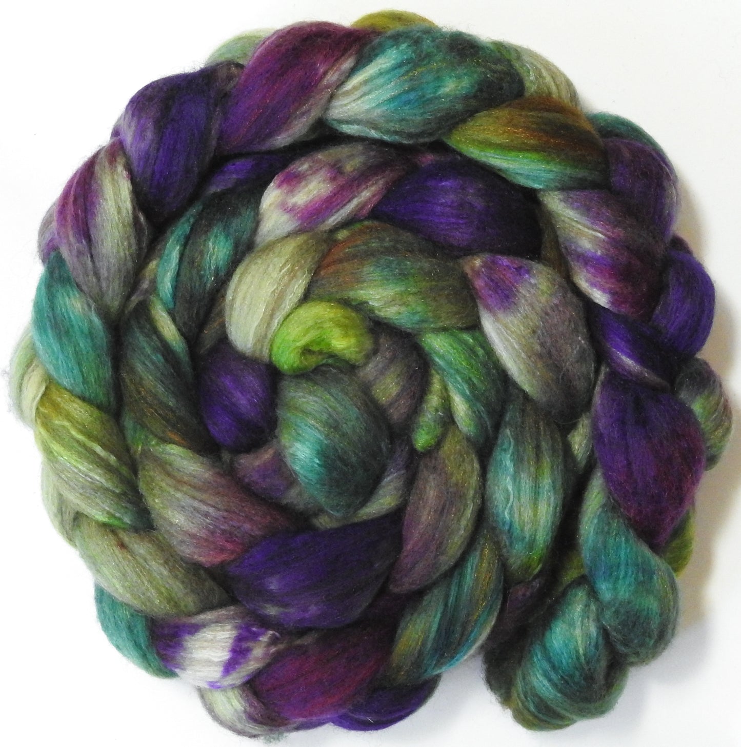 Kingsfoil (5.7 oz) - Batt in a Braid #7 - Polwarth/ Manx / Mulberry silk/ Firestar (30/30/30/10)